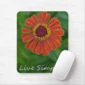 Live Simply Oranje Zinnia Flower mousepad Muismat (Met muis)