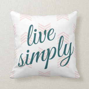 Live Simply Script Typografie Chevron Navy Blue Kussen