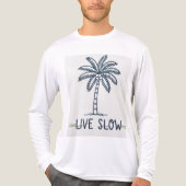 "Live Slow" Palm Tree Embroidery Design - Tropical Tri-Blend Shirt (Voorkant volledig)