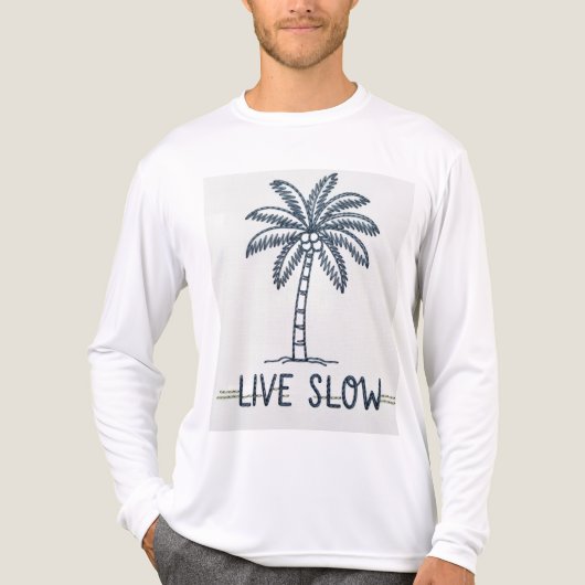 "Live Slow" Palm Tree Embroidery Design - Tropical Tri-Blend Shirt (Voorkant volledig)
