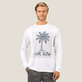 "Live Slow" Palm Tree Embroidery Design - Tropical Tri-Blend Shirt (Voorkant)