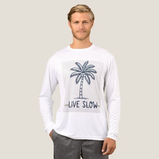 "Live Slow" Palm Tree Embroidery Design - Tropical Tri-Blend Shirt (Voorkant)