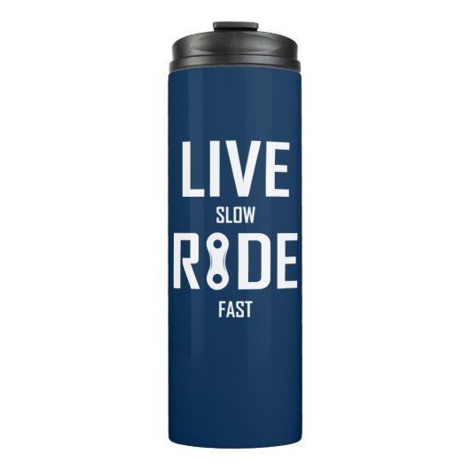 Live Slow Ride Fast Cycling Thermosbeker (Voorkant)