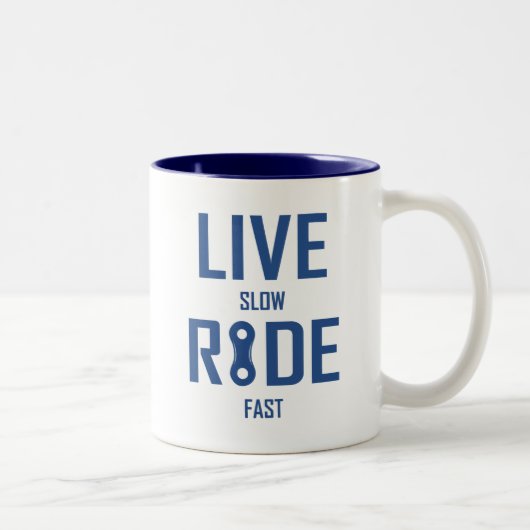 Live Slow Ride Fast Cycling Tweekleurige Koffiemok (Rechts)