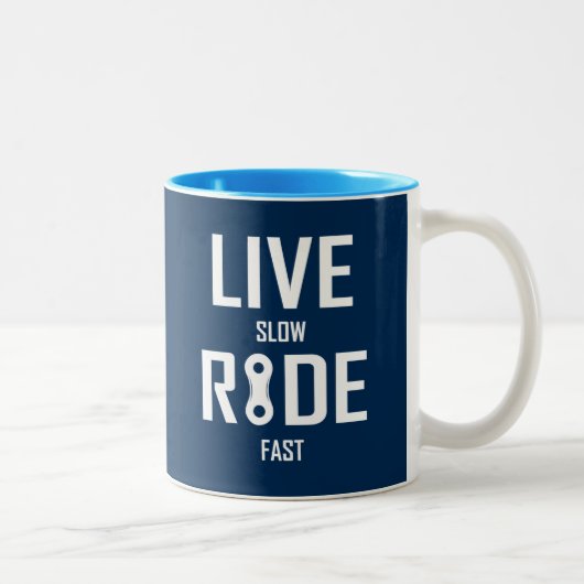 Live Slow Ride Fast Cycling Tweekleurige Koffiemok (Rechts)