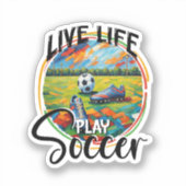 Live spelen Voetbal, Football speler Cool Modern Sticker (Voorkant)