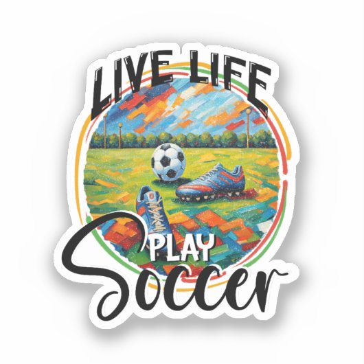 Live spelen Voetbal, Football speler Cool Modern Sticker (Voorkant)