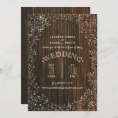 Live Stream Virtual Wedding Barnwood Baby's Breath Kaart (Voorkant / Achterkant)