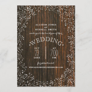 Live Stream Virtual Wedding Barnwood Baby's Breath Kaart