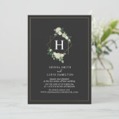 Live Stream Virtual Wedding Grey Floral Monogram Kaart (Staand voorkant)