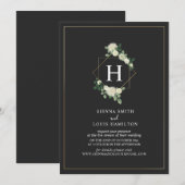 Live Stream Virtual Wedding Grey Floral Monogram Kaart (Voorkant / Achterkant)