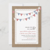Live Stream Virtual Wedding Lace Bunting Burlap Kaart (Voorkant)