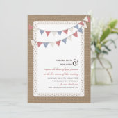 Live Stream Virtual Wedding Lace Bunting Burlap Kaart (Staand voorkant)