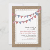 Live Stream Virtual Wedding Lace Burlap Bunting Kaart (Voorkant)