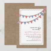 Live Stream Virtual Wedding Lace Burlap Bunting Kaart (Voorkant / Achterkant)
