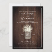 Live Stream Virtual Wedding Rustic Mason Jar Wood Kaart (Voorkant)