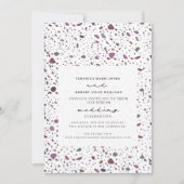 Live Stream Wedding Paarse Cassis Terrazzo Kaart (Voorkant)