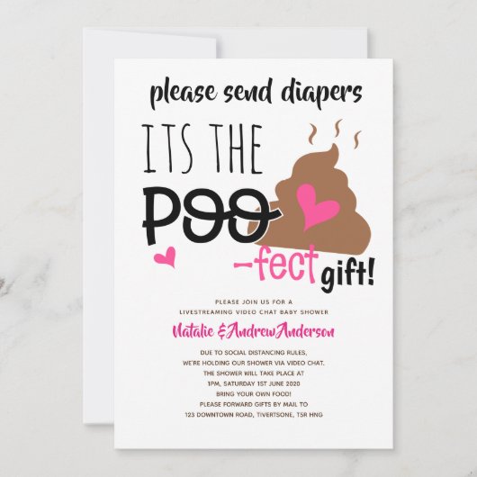 Live streaming babyfeest via videochat mailcadeau kaart (Voorkant)