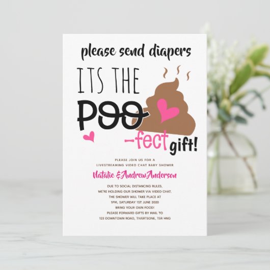 Live streaming babyfeest via videochat mailcadeau kaart (Staand voorkant)