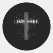 Live Text Christian, Patriotic Cross Flag Faith Do Ronde Sticker (Voorkant)