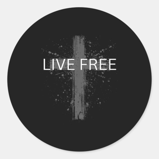 Live Text Christian, Patriotic Cross Flag Faith Do Ronde Sticker (Voorkant)