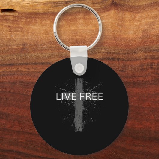 Live Text Christian, Patriotic Cross Flag Faith Do Sleutelhanger (Voorkant)