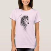"Live the Dream B&W Whimsical Abstract Horse T-shirt (Voorkant)