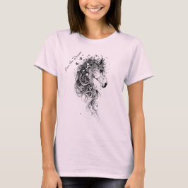 "Live the Dream B&W Whimsical Abstract Horse T-shirt