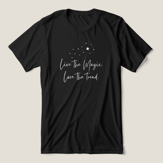 Live The Magic Love beroemd gemaakt door Trend Wan Tri-Blend Shirt (Design voorkant)