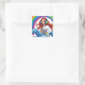 Live the Vibe Girl Vierkante Sticker (Tas)