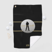 Live to Golf Quote Typografie Zwart Groen Monogram Golfhanddoek (Insitu)