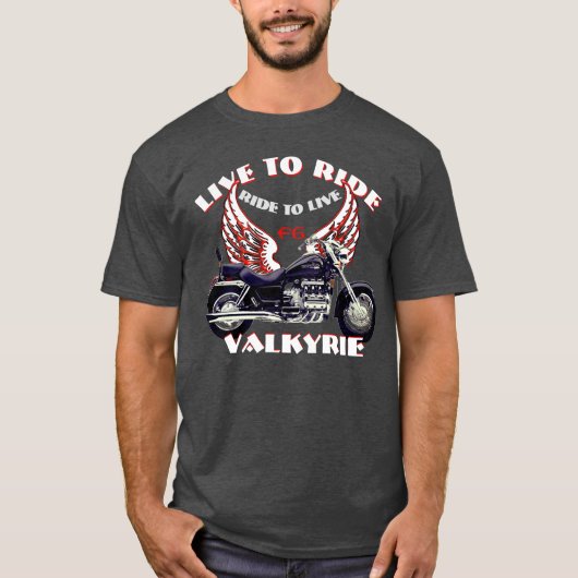 Live to Ride F6 Valkyrie-motorfietsontwerp - Rood T-shirt (Voorkant)