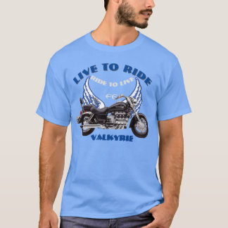 Live to Ride F6 Valkyrie-motorontwerp - blauw T-shirt