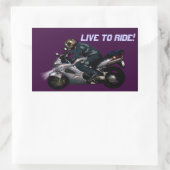Live to ride motorbiker rechthoekige sticker (Tas)