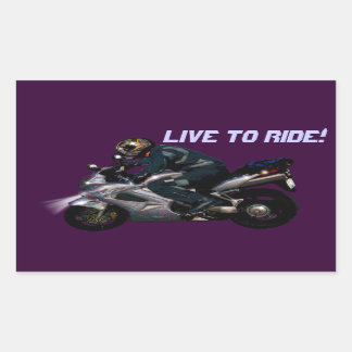 Live to ride motorbiker rechthoekige sticker