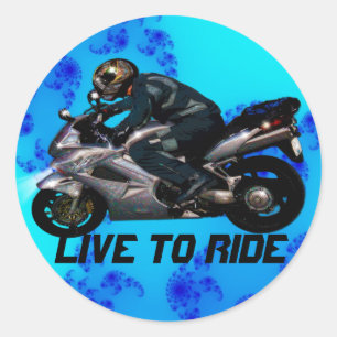 Live to ride motorbiker ronde sticker