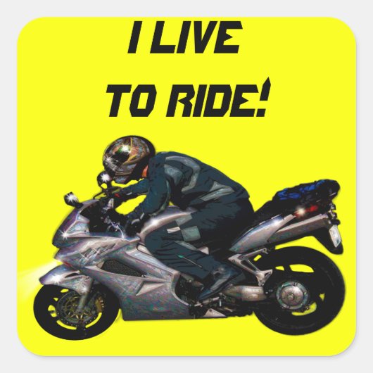 Live to ride motorbiker vierkante sticker (Voorkant)