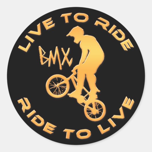 Live to Ride to Live BMX Ronde Sticker (Voorkant)