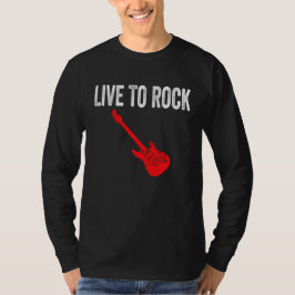 Live To Rock Red Electric Guitar Music Graphic Art T-shirt