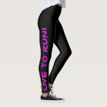 Live to Run! Rennen om te leven! Zwart & Fuchsia H Leggings<br><div class="desc">Deze leuke leggings zijn ontworpen met hardlopers in het achterhoofd. Ze zijn zwart met een felle hoge zichtbaarheid fuchsia of roze paarse gekleurde tekst die op elk been loopt. Eén been zegt "Live to Run!" en het andere been zegt "Run to Live!" Perfecte hardlooppanty's en de kleur is een veiligheidsmaatregel...</div>