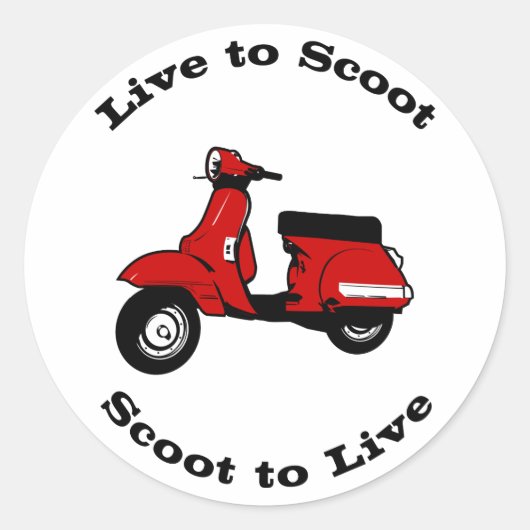 Live to Scoot Ronde Sticker (Voorkant)