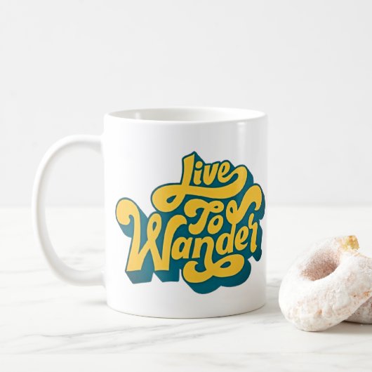 Live to Wander - Retro Typografie Mok (Met donut)