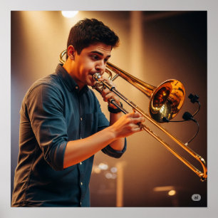Live Trombone Player Graphic Poster