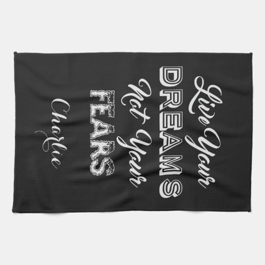 Live uw dromen, aangepaste naam en handdoek in kle (Horizontaal)