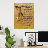 "Live uw leven", Chief Tecumseh w/ Dream catcher Poster (Thuiskantoor)