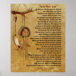 "Live uw leven", Chief Tecumseh w/ Dream catcher Poster