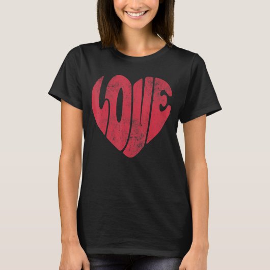 LIVE Valentijnsdag Retro Groovy Love Valentijn H T-shirt (Voorkant)