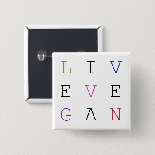 Live Vegan Button (Voorkant /achterkant)
