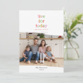 Live voor vandaag-feestdag fotokaart feestdagenkaart (Staand voorkant)