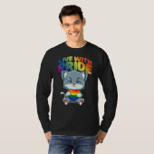 Live With Pride LGBTQ Heart Cat Hugging LGBTQ Hea T-shirt (Voorkant volledig)